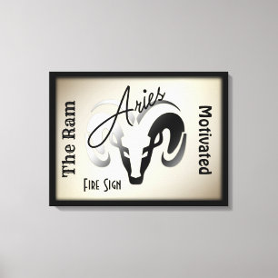 Aries Zodiac-teken en symbool omhuld Canvas Afdruk