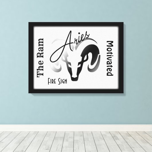 Aries Zodiac-teken en symbool omhuld Canvas Afdruk (Insitu (Houten vloer))