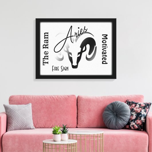 Aries Zodiac-teken en symbool omhuld Canvas Afdruk (Insitu (Woonkamer))