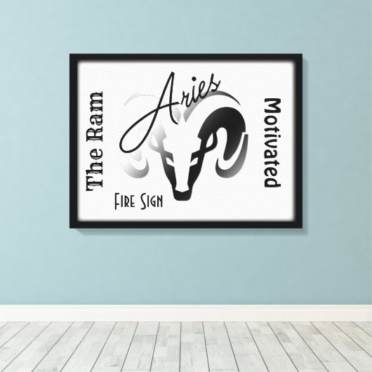 Aries Zodiac-teken en symbool omhuld Canvas Afdruk (Insitu (Houten vloer))