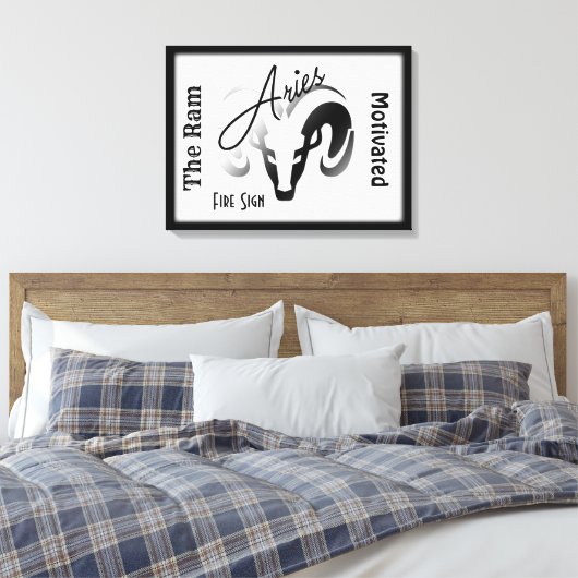Aries Zodiac-teken en symbool omhuld Canvas Afdruk (Insitu (Slaapkamer))