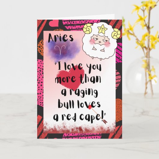 Aries Zodiac Valentijns  Personalized Kaart (Gele Bloem)
