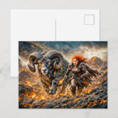 Aries Zodiac with Warrior and Charging Ram Briefkaart (Voorkant / Achterkant)