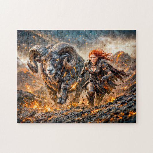 Aries Zodiac with Warrior and Charging Ram Legpuzzel (Horizontaal)
