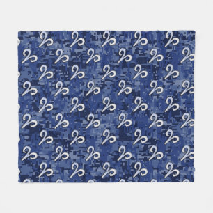 Aries Zodiadisch Sign Blue Digital Camouflage Fleece Deken