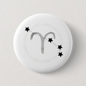 Aries zodiale zwarte en zilverconstellatiessterren ronde button 5,7 cm (Voorkant)
