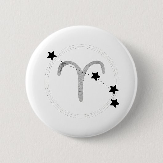Aries zodiale zwarte en zilverconstellatiessterren ronde button 5,7 cm (Voorkant)