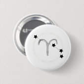 Aries zodiale zwarte en zilverconstellatiessterren ronde button 5,7 cm (Voorkant /achterkant)