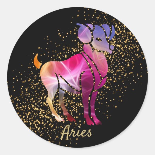 Aries - Zodiazenbord Ronde Sticker (Voorkant)