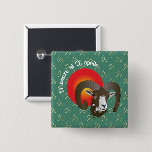 Ariete 21 marzo al 20 aprile Buttonnen Vierkante Button 5,1 Cm (Voorkant /achterkant)