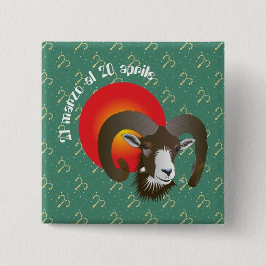 Ariete 21 marzo al 20 aprile Buttonnen Vierkante Button 5,1 Cm (Voorkant)