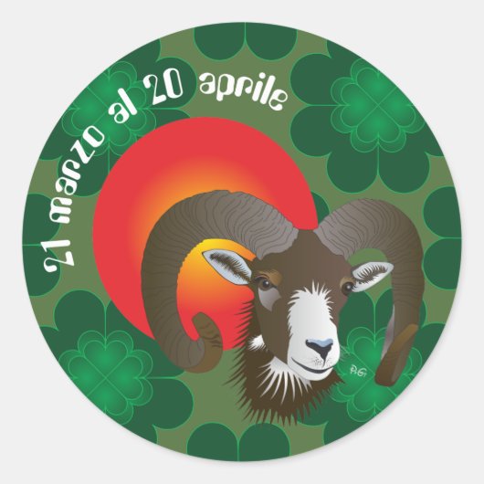 Ariete 21 marzo al 20 aprile Etichetta Ronde Sticker (Voorkant)