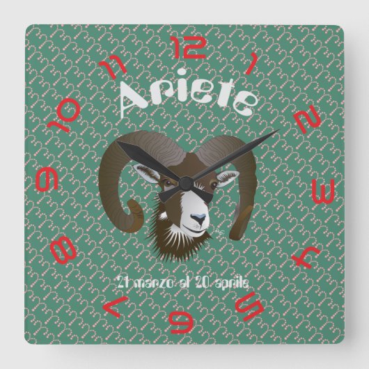 Ariete 21 marzo al 20 aprile Orologio Vierkante Klok (Voorkant)