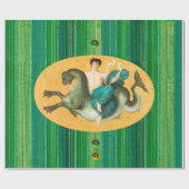 ARION OP EEN ZEE MET EEN LYRA Green Stripes Cadeaupapier (Vlak)