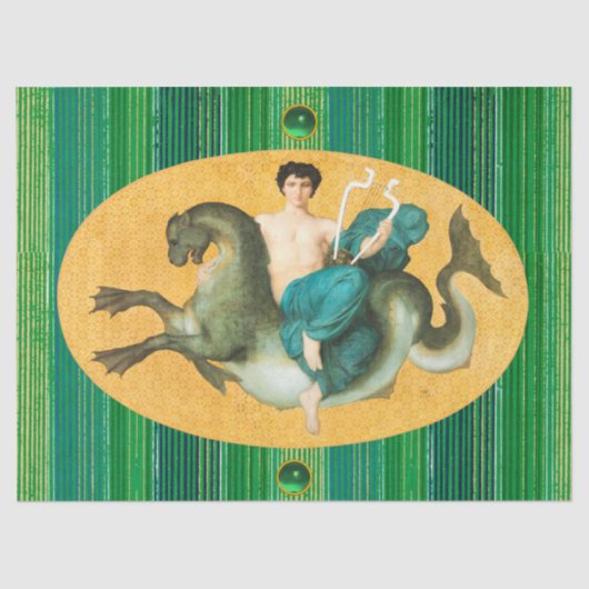 ARION OP EEN ZEE MET EEN LYRA Green Stripes Tissuepapier (Voorkant)