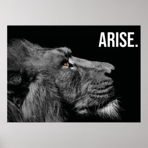 Arise - Lion - Hustle, Gym, Succes Motivatie Poster