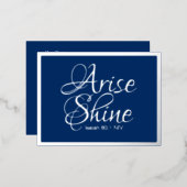 Arise Shine Bible Verse Blue en Silver Kerstmis Folie Feestdagen Briefkaart (Voorkant / Achterkant)
