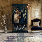 Aristocrat Lady Elegant Portret Marine Blauw Tissuepapier