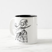 Aristocrat met een handle-balie-snor en gal tweekleurige koffiemok (Voorkant links)