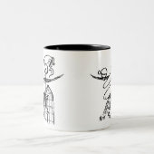 Aristocrat met een handle-balie-snor en gal tweekleurige koffiemok (Center)