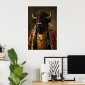 Aristocratic Bison Portrait, Funny Animal Poster (Thuiskantoor)