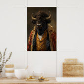 Aristocratic Bison Portrait, Funny Animal Poster (Keuken)