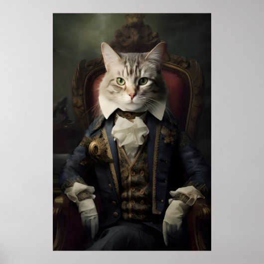 Aristocratic Cat Portrait, Funny Renaissance Wall Poster (Voorkant)