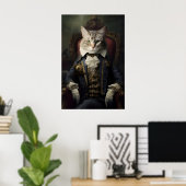 Aristocratic Cat Portrait, Funny Renaissance Wall Poster (Thuiskantoor)