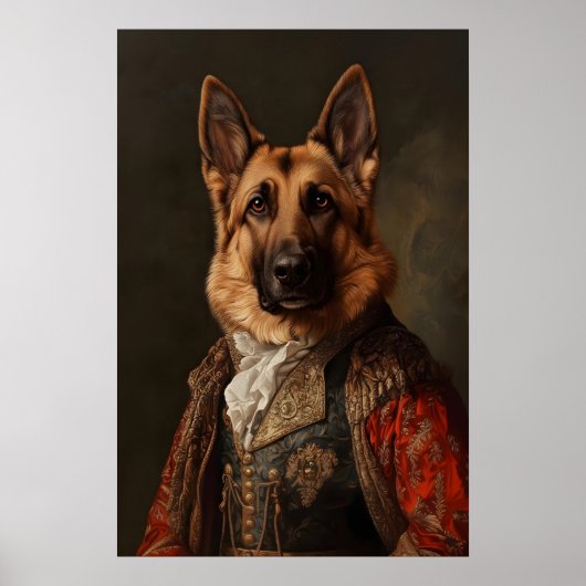 Aristocratic German Shepherd Print, Renaissance Poster (Voorkant)