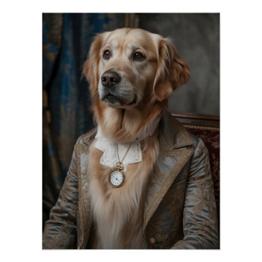 Aristocratic Golden Retriever with Pocket Watch Perfect Poster (Voorkant)