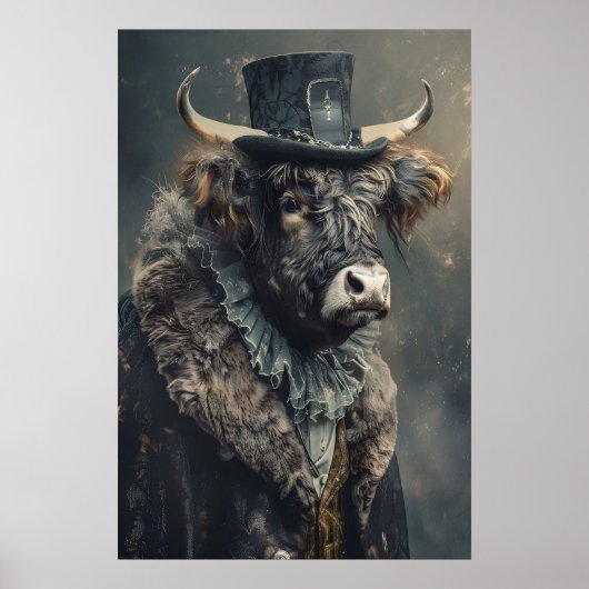 Aristocratic Highland Cow Portrait, Renaissance Poster (Voorkant)