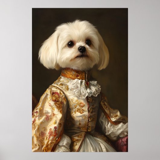 Aristocratic Maltese Dog Art Print, Renaissance Poster (Voorkant)