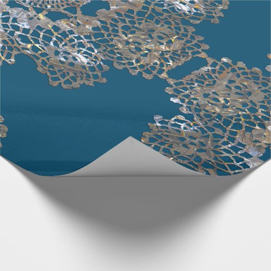 Aristocratic Monogram Bleu Holiday Elegant Cadeaupapier (Hoek)