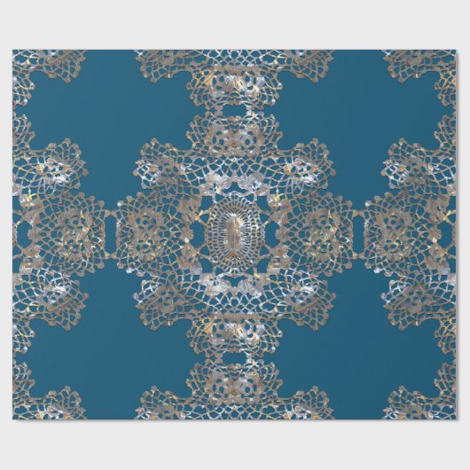 Aristocratic Monogram Bleu Holiday Elegant Cadeaupapier (Vlak)