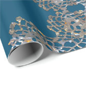 Aristocratic Monogram Bleu Holiday Elegant Cadeaupapier (Rol Hoek)