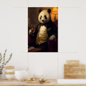 Aristocratic Panda Portrait, Funny Animal Wall Art Poster (Keuken)