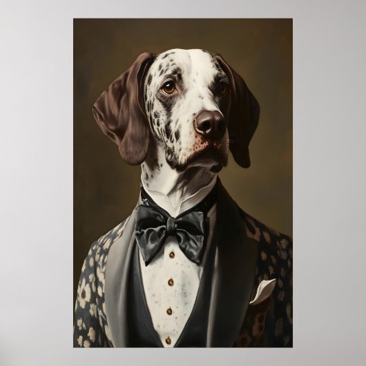 Aristocratic Pointer Dog Portrait, Funny Animal Poster (Voorkant)