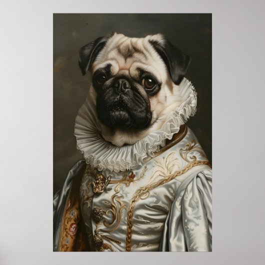 Aristocratic Pug Renaissance Portrait Print (Voorkant)
