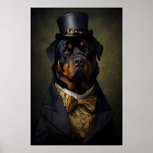 Aristocratic Rottweiler Print, Funny Renaissance Poster (Voorkant)
