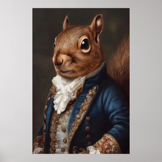 Aristocratic Squirrel Portrait, Renaissance Animal Poster (Voorkant)