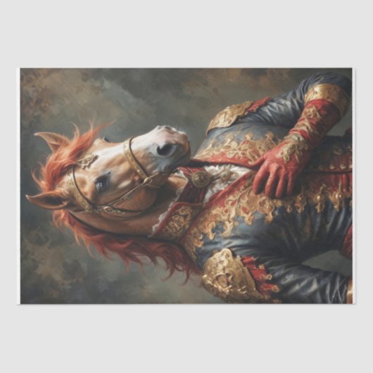 Aristocratisch Paard in Napoleon Pose - Decoupage- Tissuepapier (Voorkant)
