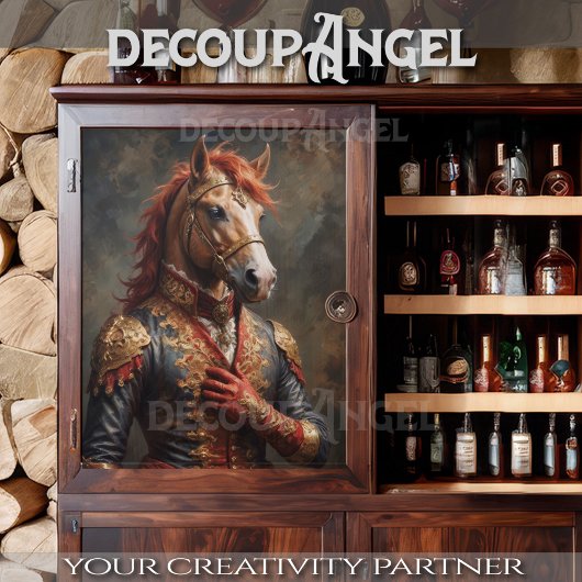 Aristocratisch Paard in Napoleon Pose - Decoupage- Tissuepapier