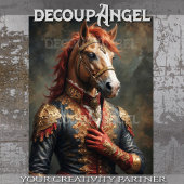 Aristocratisch Paard in Napoleon Pose - Decoupage- Tissuepapier