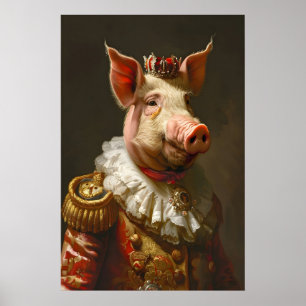 Aristocratisch varkensportret, grappig dier poster