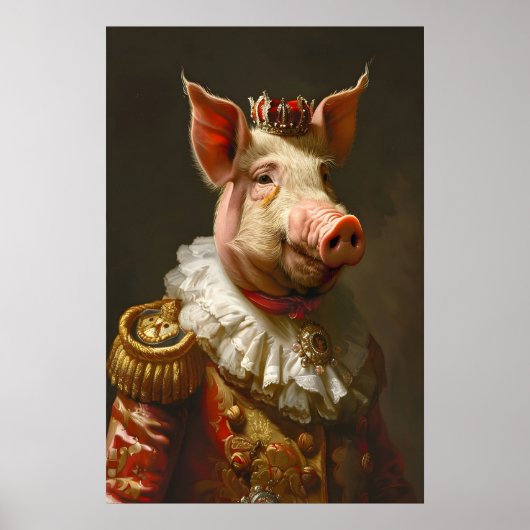 Aristocratisch varkensportret, grappig dier poster (Voorkant)
