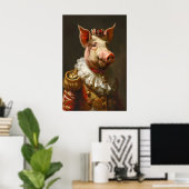 Aristocratisch varkensportret, grappig dier poster (Thuiskantoor)