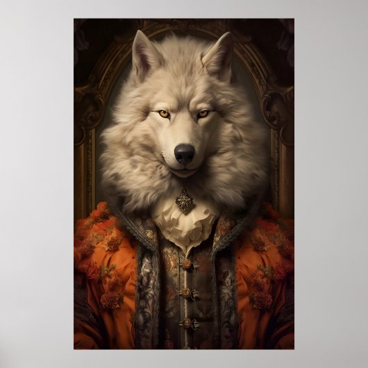 Aristocratisch wolfportret, Renaissance dierlijke  Poster (Voorkant)