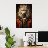 Aristocratisch wolfportret, Renaissance dierlijke  Poster (Thuiskantoor)