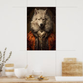 Aristocratisch wolfportret, Renaissance dierlijke  Poster (Keuken)