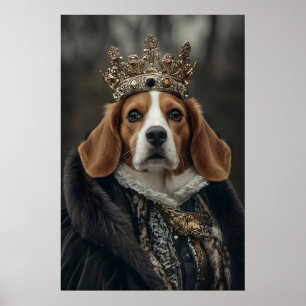 Aristocratische Beagle-hond Portretprint, Grappig Poster